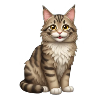 happy main coon tabby cat sticker