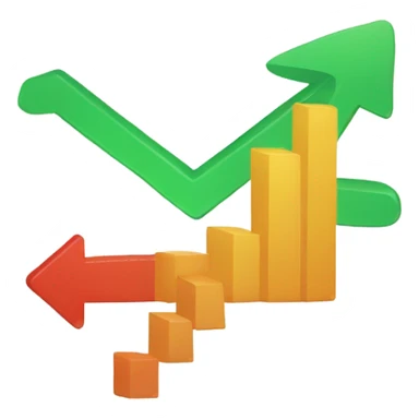 A graph with a falling arrow, representing declining sales. sticker