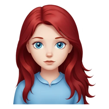 long dark red hair girl with light blue eyes sticker