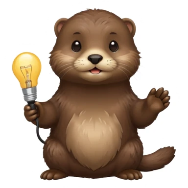 otter holding one lightbulb sticker