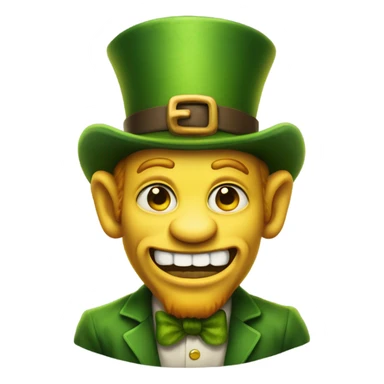 Leprechaun with laughably crossed eyes and an open mouth with crooked teeth. Just one yellow skin. Eyes more crossed. Whole body  sticker