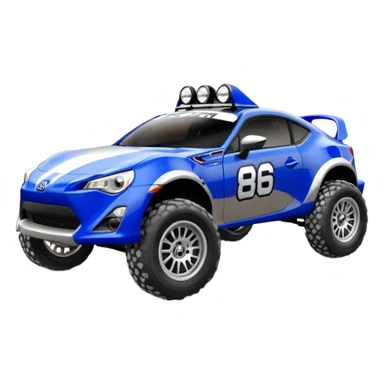 2013 scion fr-s ultramarine off road 4wd monster Baja dessert stadium racer number 86 with large fancy silver wheels  sticker