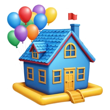 blue house flying with baloons sticker
