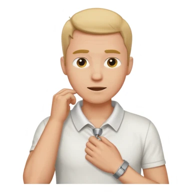 Man pulling on collar  sticker