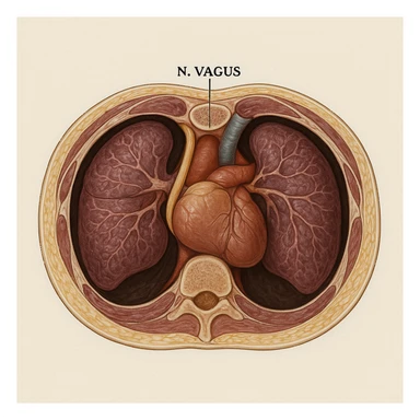 vagus nerve in transverse section of the thorax, hyper realistic 4K style, anatomical details, neutral background sticker