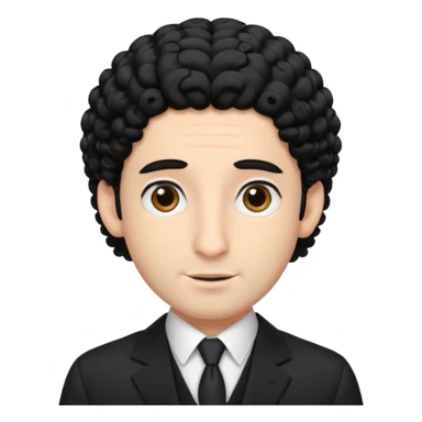 jewish man with a black kippah, black hair, large nose, wearing a black suit with a white shirt, and has curls/peyot hairstyle sticker