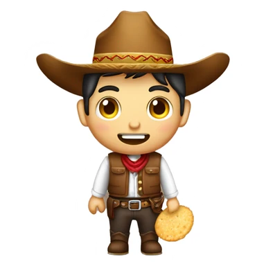 vaquero con sombrero marron y delantal marron comiendo chicharron sticker