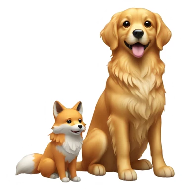 golden retriever with a fox toy sticker