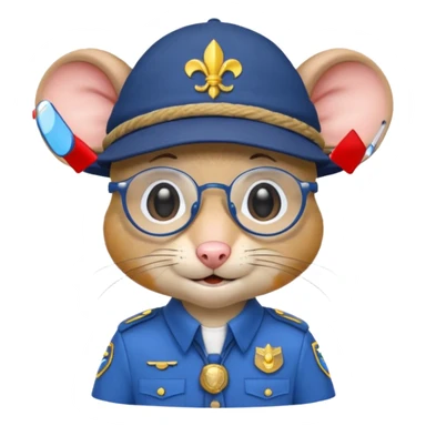 humaniod mice with a scout hat with glasses blue uniform sticker