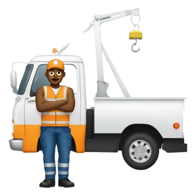 Tow truck driver under his truck sticker