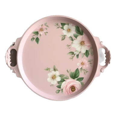Light pink floral serving tray with handles, shabby chic style sticker
