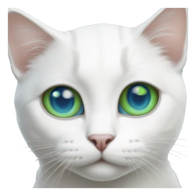 White cat with blue And green heterochromia sticker