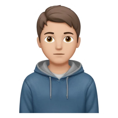 Kjekk gutt (lys i huden) som har pynta seg. Har på seg Jeans og grå hette genser og håret skal være  midtskill og fargen på håret er brunt sticker