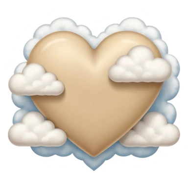 Soft beige heart with clouds underneath it sticker