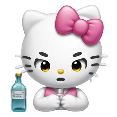 Hello kitty sobbing tears with alcohol hello kitty sticker