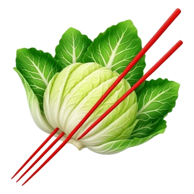 napa cabbage with chopsticks vivid bright red color sticker