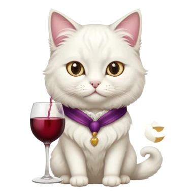 Fancy white cat with a cup of wine sticker