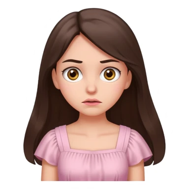 annoyed long brunette hair girl with hazel eyes wearing light pink dress sticker