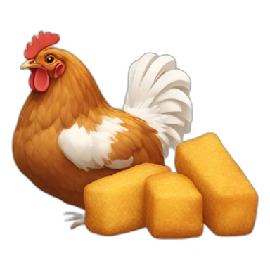 Un poulet qui mange un nugget sticker
