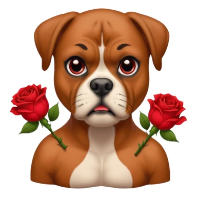 boxer dog with red rose tattoo sticker