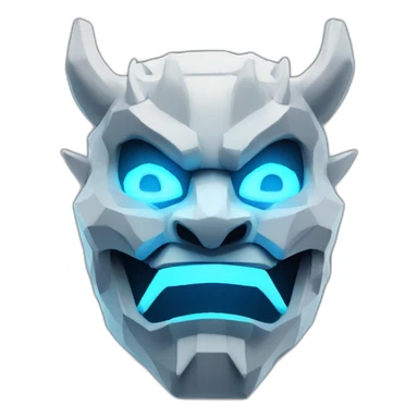 ONI MASK blue color eyes glowing neon japanese low poly 3d sticker
