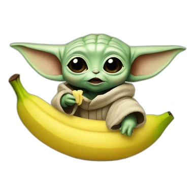 Baby yoda eating banana sticker