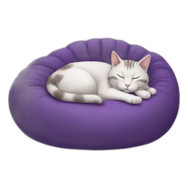 cat sleeping on purple bean bag sticker