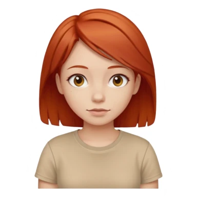 girl short-layer-red-hair wear beige T-shirt sticker