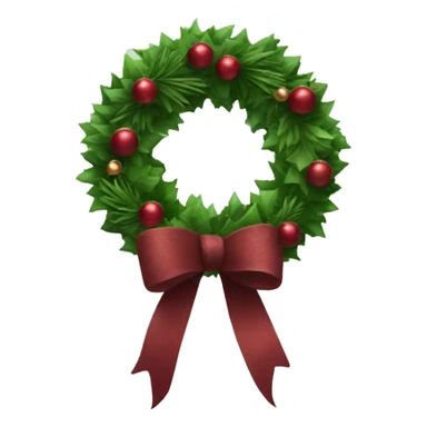 Realistic green and burgundy red  christmasy wreath sticker