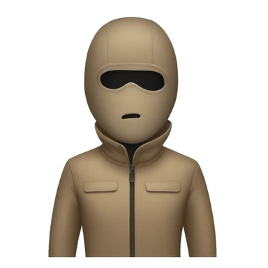 a guy with a light brown suit and a balaclava with "N." written on it sticker
