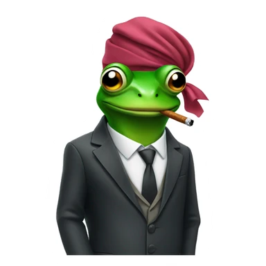 Frog wearing a durag and a suit smoking sticker