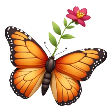 Cinematic Realistic Cute Yawning monarch Butterfly Portrait Emoji, Head tilted slightly with a dramatic, wide-open yawn, showcasing soft, downy ruby wings with gentle droop and half-closed, drowsy eyes rendered in exquisite natural detail, high shine, relaxed yet expressive, styled with a dash of delicate floral charm, soft glowing outline, capturing the essence of a sleepy yet affectionate red butterfly that appears ready to rest its vibrant wings in quiet slumber! sticker