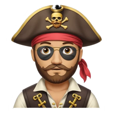 pirate captain eye pach beard sticker
