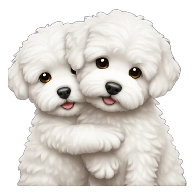 a couple hugging white maltipoo sticker