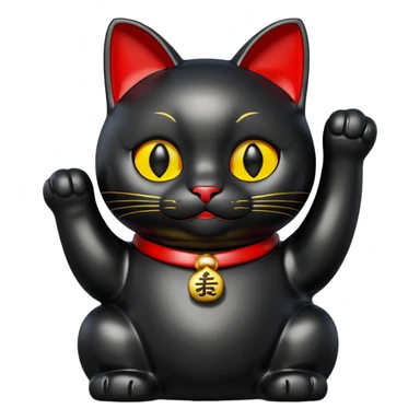 maneki neko, black color, red collar sticker