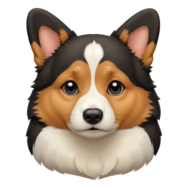 sad black tricolor corgi with no tail sticker