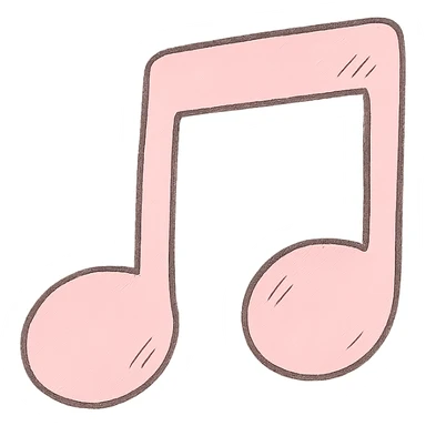 Japanese hand-drawn style, pink theme, soft and cute music icon, transparent background, for mobile home screen sticker