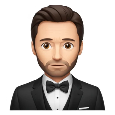 Hugh Jackman with suit with bow tie sticker