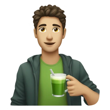 italian young man drinking matcha sticker