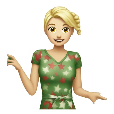 Blonde decorating a Christmas tree ￼ sticker