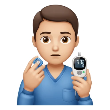 person with diabetes with glucose meter in his hand sticker