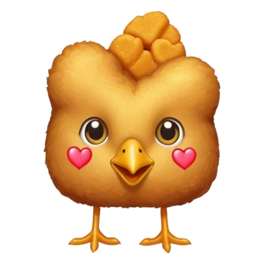 Chicken nuggets with eyes and a heart sticker