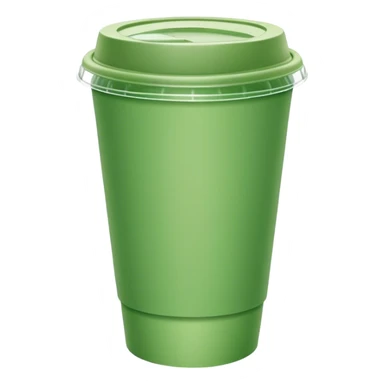 green paper short  cup with transparent plastic lid on top sticker