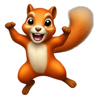 jumping squirrel orange burnt sticker