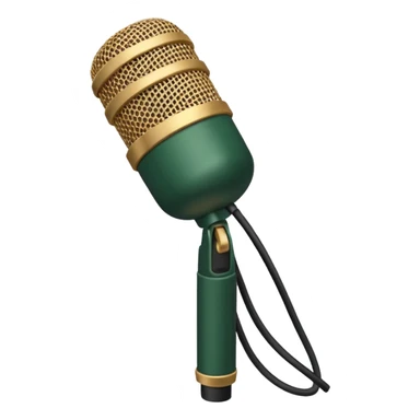 microphone dark green with beige details, concise design, side view, emoji style sticker