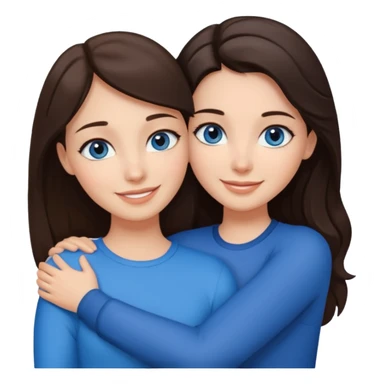 Brunet z ciemnymi oczami przytulający się do brunetki z niebieskimi oczami sticker