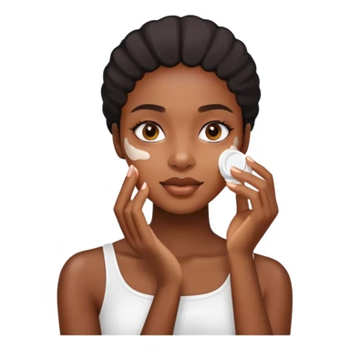 Black girl applying face cream for skincare routine sticker