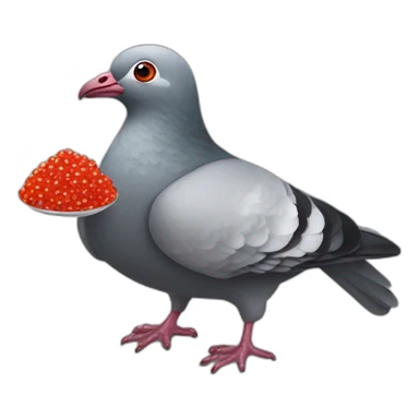pidgeon with red caviar sticker