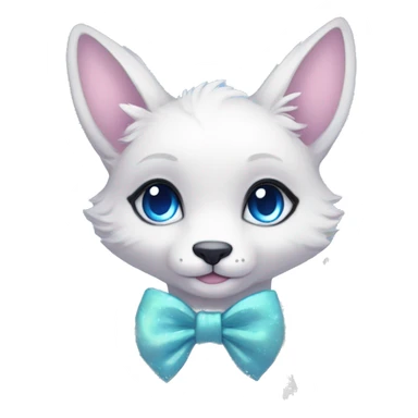 Anthro Cute Cool Pastel Kawaii gorgeous sparkly ethereal fantasy animal creature with blue eyes furry sona with flowers and bow tie beautiful aesthetic sticker