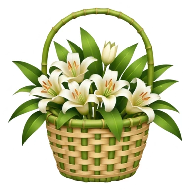 bamboo basket, lily, leony flowers sticker